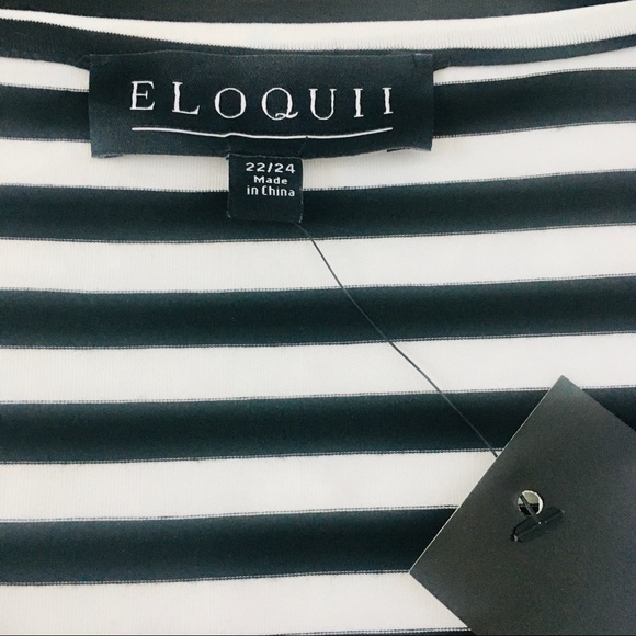 Eloquii Womens Curvy Must Have Tunic Dress NWT Black White Stripes Stretch 22/24 - Picture 6 of 9